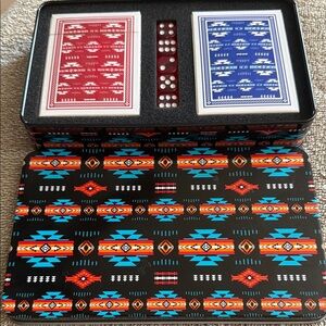 Patterned Dual Deck Playing Card Set with Dice - Blue & Red sealed